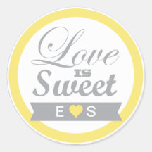 Yellow and Grey  Favour Stickers