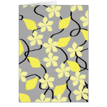 Yellow and Grey Flowers. Floral Pattern. Cards