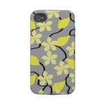 Yellow and Grey Flowers. Floral Pattern. Tough Iphone 4 Covers