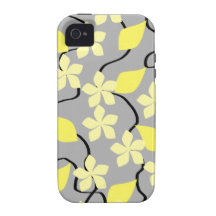 Yellow and Grey Flowers. Floral Pattern. Vibe iPhone 4 Covers