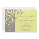 Yellow and Grey Reverse Swirl Wedding Invitations