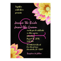 Yellow and Pink Flowers Wedding Template Custom Announcement