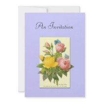 Yellow and Pink Roses Botanical Custom Invitations