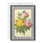 Yellow and Pink Roses Botanical Custom Invitations