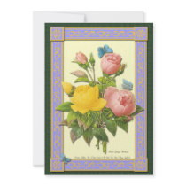 Yellow and Pink Roses Botanical Custom Invitations