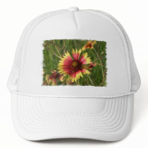 Yellow and Red Gaillardia Flower Baseball Hat