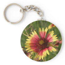 Yellow and Red Gaillardia Flower Keychain