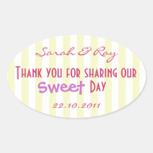 Yellow and white Candy stripe love sticker
