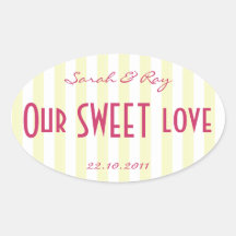 Yellow and white Candy stripe love sticker