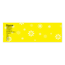 Yellow and white snowflakes pattern business card template