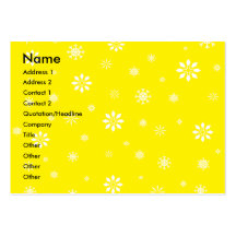 Yellow and white snowflakes pattern business card templates
