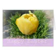 Yellow April Tulip Easter Card
