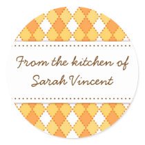 Yellow argyle pattern kitchen labels