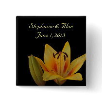 Yellow Asiatic Lily Wedding Button