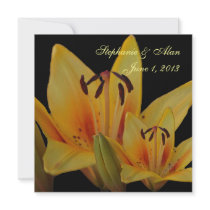 Yellow Asiatic Lily Wedding Invitation With RSVP
