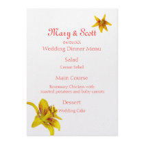 Yellow Asiatic Lily Wedding Menu