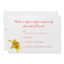 Yellow  Asiatic Lily Wedding RSVP card