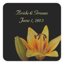 Yellow Asiatic Lily Wedding Stickers