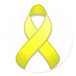 Yellow Awareness Ribbon Round Sticker