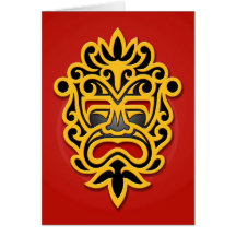 Yellow Aztec Mask Greeting Card