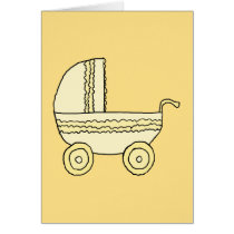 Yellow Baby Pram. Greeting Card