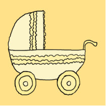 Yellow Baby Pram. Cut Outs