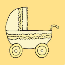 Yellow Baby Pram. Photo Cutout