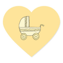 Yellow Baby Pram. Heart Stickers