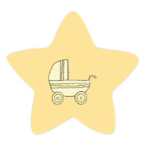 Yellow Baby Pram. Star Sticker