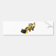 Yellow Backhoe Cartoon Bumper Sticker
