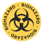 Yellow Biohazard Symbol Sticker