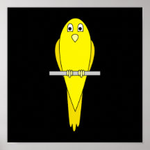 Yellow Bird. Canary. On Black. Print