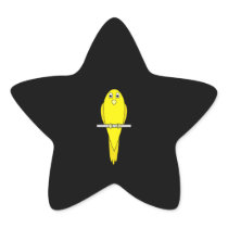 Yellow Bird. Canary. On Black. Star Sticker