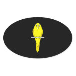 Yellow Bird. Canary. On Black. Oval Stickers
