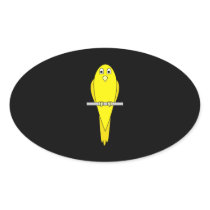 Yellow Bird. Canary. On Black. Oval Stickers