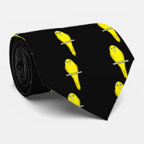 Yellow Bird. Canary. On Black. Custom Ties