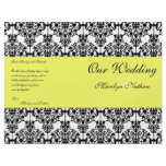 Yellow, Black, and White Damask Wedding Program flyers