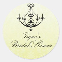 Yellow & Black Chandelier Bridal Shower Sticker
