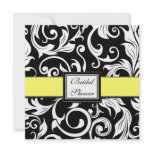 Yellow & Black Damask Bridal Shower Invitations