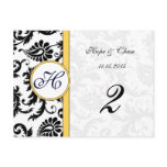 Yellow & Black Damask Swirls Table Number Cards