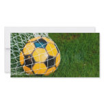 Yellow & Black Soccer Ball in Net photo cards