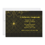Yellow & Black Spider Damask Halloween Invitations