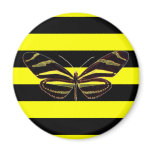 Yellow Black Stripe Butterfly Magnets