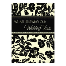 Yellow Black Wedding Vow Renewal Invitation Card