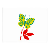 Yellow & Blue Butterfly on Fall Foliage Post Cards