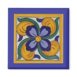 Yellow Blue Flower Spanish Tile magnets