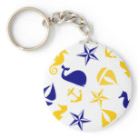 Yellow Blue Nautical Scatter keychains