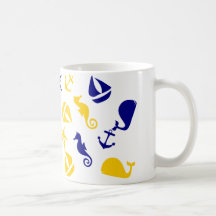 Yellow Blue Nautical Scatter Mug