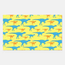 Yellow Blue Orange Dinosaur Designs Pattern Gifts Rectangle Stickers