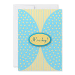 Yellow & Blue Stripes Dots Baby Shower Invitations